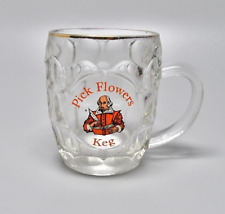 Vintage Rare Pick Flowers Keg Beer Glass Half Pint
