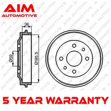 Brake Drum Rear AIM Fits Fiat