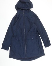 Marks and Spencer Women's Blue Hooded Parka Coat Size 14