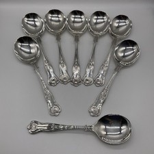 Set Of Kings Pattern EPNS A1 Sheffield England Silver Plated Soup Spoons x 8