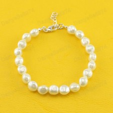CREAM PEARL BRACELET adjustable classic formal pearls Gold/Silver Plated bridal