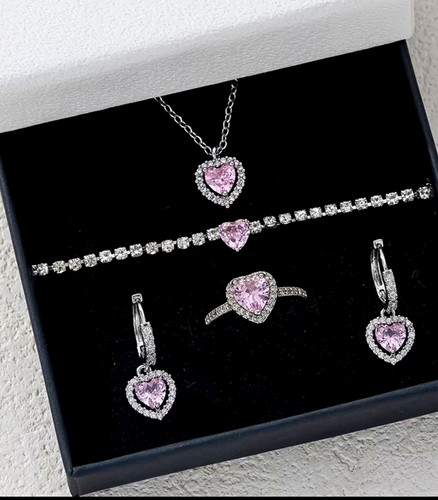 Piece pink heart crystal - 4-piece,