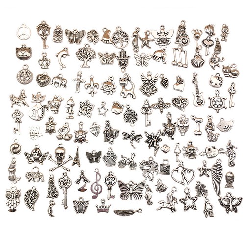 Tibetan silver charms - charms, for