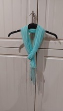 turquoise green really beautiful light sheer scarf with sparkle & fringe ends