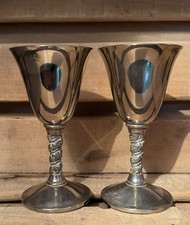 2 x Vintage Silver Plated Metal Goblets - Very Aged Metal Goblets #SPR197