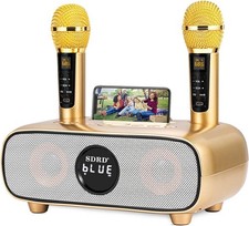 Portable Bluetooth Karaoke Machine with 2 Mic Stands, USB/TF/AUX, PA Speaker