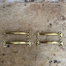 Vintage Brass Drawer Pull Handles X4 Set Rare Beautiful 