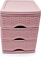 Plastic Rattan Drawer Desktop Tabletop Organiser Storage Tower Unit Home Office