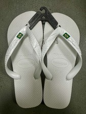 Havaianas Brasil Logo Flip-Flops, White, Womens UK Size 6/7, New/Bagged