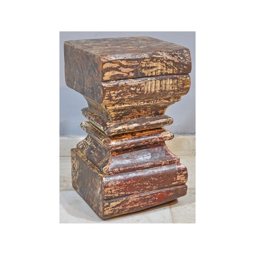Antique wooden column base - antique,
