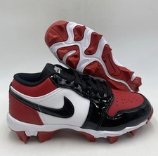 New Air Jordan 1 Low Patent Bred Toe (HF6885 601)  Kids Football Cleats Size 5