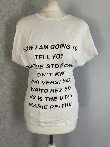Zara white graphic slogan - white,
