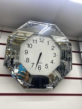 Diamond Octagon Mirror Glass Clock - Modern Elegance for Your Space 45cm