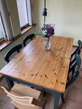 Vintage pine table with four - vintage,