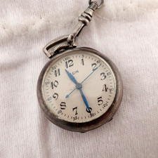 ELGIN 1940 WW2 Military , Open Face 925 Sterling Silver Case  POCKET WATCH 140