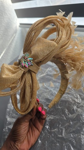 Gold fascinator - gold,