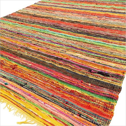 Luxury rag rug yellow - rag, 152x90cm