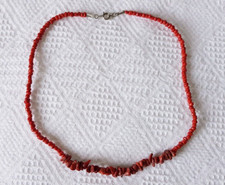 Necklace ~ Red Coral ~ Beads & Chips ~ Vintage