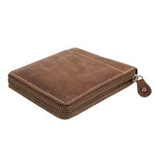 Mens Wallet Real Leather Zip-Around Hunter New in Gift Box Genuine Black Brown 