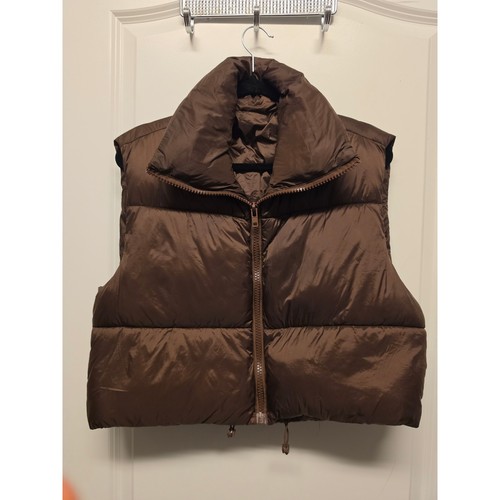 Brown cropped puffer - brown,