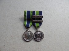 Miniature Colonial Police Meritorious & Long Service Medals & 2 Bars Mounted JG