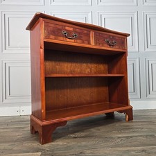 Vintage Antique Reproduction Two Drawer Dwarf Library Bookcase Sideboard Shelf