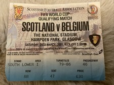 Scotland V Belgium Ticket Stub 24/03/2001