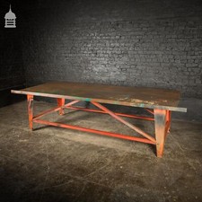 Large Steel Frame Industrial Workshop Plate Top Factory Table