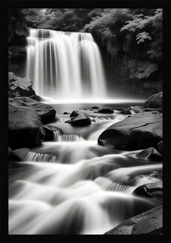 Waterfall beautiful framed - waterfall,