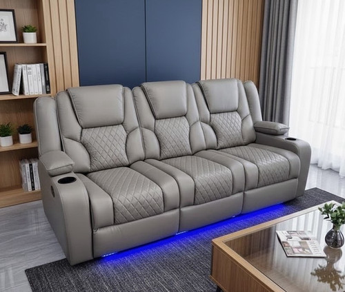 Grey seater sofa with cup - sofa,