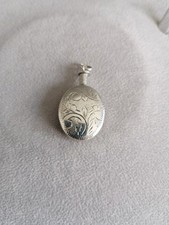 Etched Vintage Perfume Bottle  Pendant in Sterling Silver 925