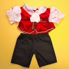Build-A-Bear Red White Romeo Shakespeare Costume with Black Trousers Outfit