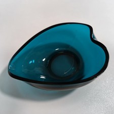 Sowerby teal blue glass bowl dish bowl mid century Vintage 1960s English 14cm