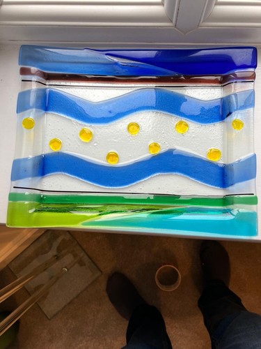 Lovely hand made glass plate - made,