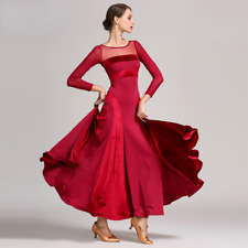 Women Velvet Dancewear Ballroom Dance Dress Waltz Modern Tango Big Swing Perform