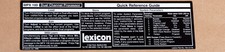 Lexicon MPX100 quick reference guide sticker