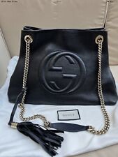Gucci Soho Double Chain Shoulder Bag Black Authentic