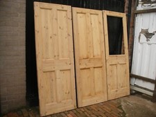 Reclaimed Edwardian or 1920s 4 panel stripped pine doors.  (6 available)