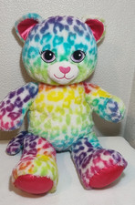 Build A Bear Rainbow Leopard Print Kitten Cat Plush Soft Toy Teddy 16" Tall Cute