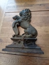 Victorian Solid Cast Iron lion Rampant Door Stop Very Heavy