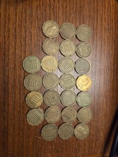 Brass three pence coins 1936 -