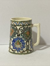 Vintage Iznik Style Turkish Hand Painted Studio Pottery Tankard  13cms