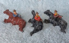 Vintage 1930s 1/32 lead John Hill & Co Cowboys by their horses x 3