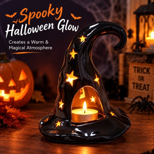Halloween witch hat tealight - hat,