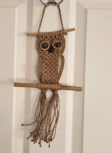 Vintage macrame owl wall - macrame,