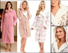 PREMIUM HOODED Womens Ladies DRESSING GOWN Cosy Fluffy Soft Bath robe Loungewear