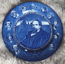VINTAGE ROYAL DOULTON BLUE CHARLES DICKENS AND HIS CHARACTERS PLATE EX CONDITION