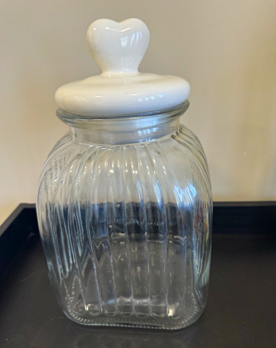 Large glass storage jar - jar, white