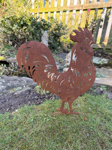 Rusty cockerel metal - metal, garden
