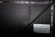 HOLLAND & SHERRY SCOTTISH MERINO WOOL + CASHMERE "Black" SUITING FABRIC = 3.3 m.